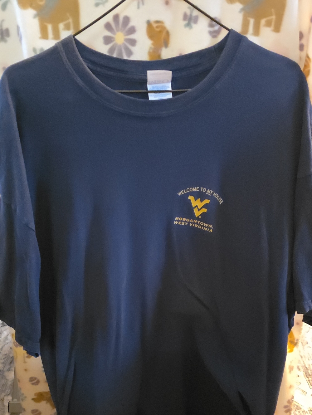 Men's Navy Comfort Fit T-Shirt with Yellow West Virginia Logo